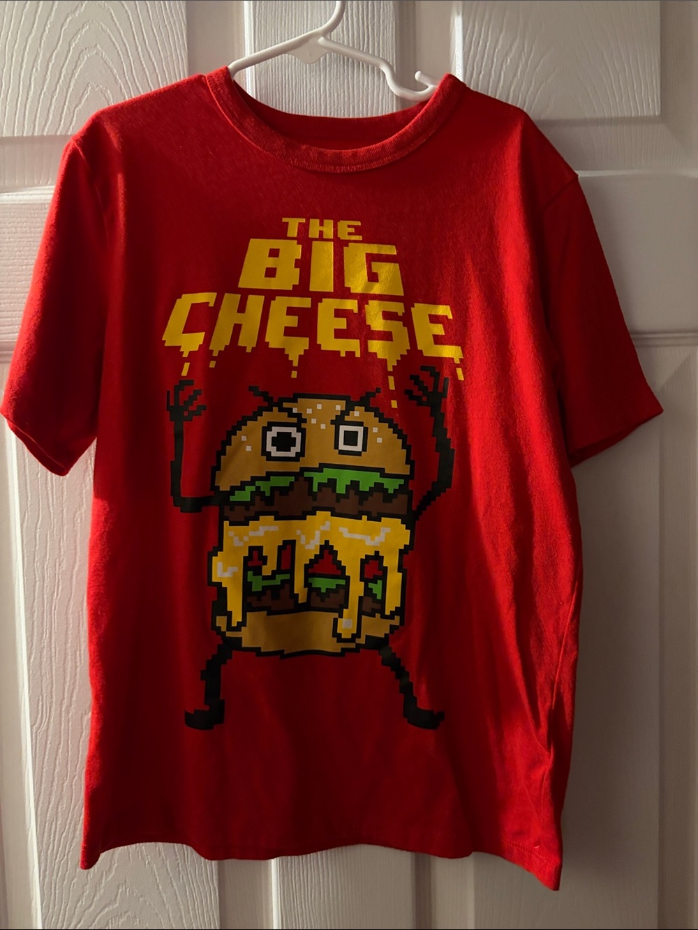 Place Red Tee with Yellow 'The Big Cheese' Burger Graphic